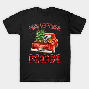 Christmas Irish Wolfhound Mom Santa Hat Truck Tree Plaid Dog Mom Christmas T-Shirt